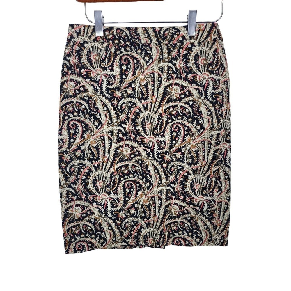 J.‎ Crew Pencil Skirt 00 Womens Blue Printed Back Zip Mini Summer Casual Work